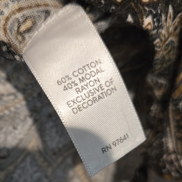 J. Jill Black and‎ Brown Paisley 3/4 Sleeve Tunic Blouse - Picture 6 of 8